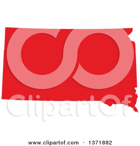 Clipart of a Republican Political Themed Red Silhouetted Shape of the State of South Dakota, USA - Royalty Free Vector Illustration by Jamers