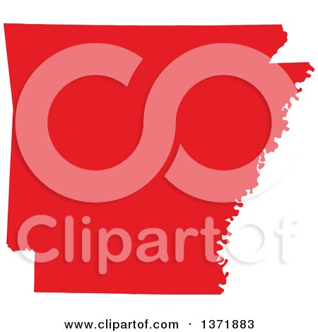 Clipart of a Republican Political Themed Red Silhouetted Shape of the State of Arkansas, USA - Royalty Free Vector Illustration by Jamers