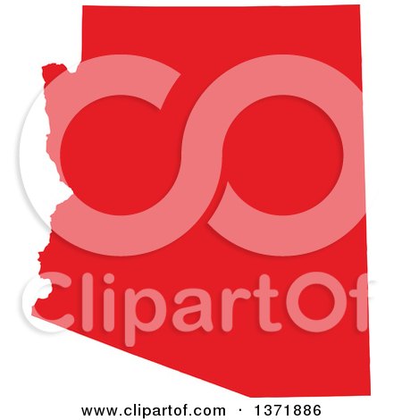 Clipart of a Republican Political Themed Red Silhouetted Shape of the State of Arizona, USA - Royalty Free Vector Illustration by Jamers