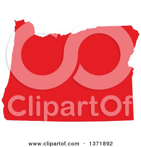 Clipart of a Republican Political Themed Red Silhouetted Shape of the State of Oregon, USA - Royalty Free Vector Illustration by Jamers