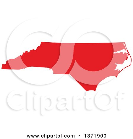 Clipart of a Republican Political Themed Red Silhouetted Shape of the State of North Carolina, USA - Royalty Free Vector Illustration by Jamers