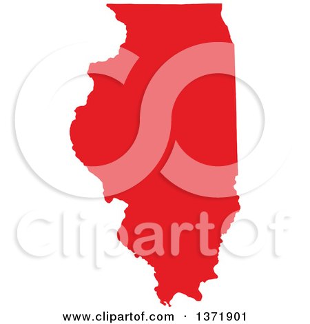 Clipart of a Republican Political Themed Red Silhouetted Shape of the State of Illinois, USA - Royalty Free Vector Illustration by Jamers