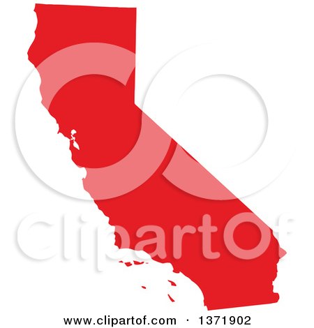 Clipart of a Republican Political Themed Red Silhouetted Shape of the State of California, USA - Royalty Free Vector Illustration by Jamers