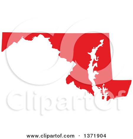 Clipart of a Republican Political Themed Red Silhouetted Shape of the State of Maryland, USA - Royalty Free Vector Illustration by Jamers