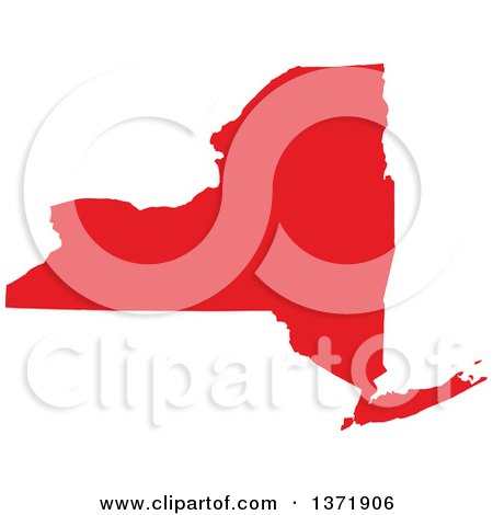 Clipart of a Republican Political Themed Red Silhouetted Shape of the State of New York, USA - Royalty Free Vector Illustration by Jamers