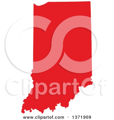 Clipart of a Republican Political Themed Red Silhouetted Shape of the State of Indiana, USA - Royalty Free Vector Illustration by Jamers