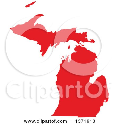 Clipart of a Republican Political Themed Red Silhouetted Shape of the State of Michigan, USA - Royalty Free Vector Illustration by Jamers