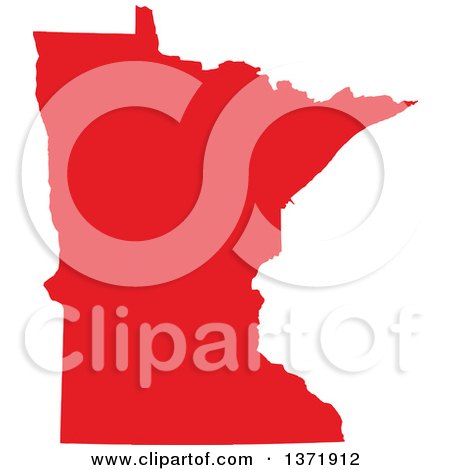 Clipart of a Republican Political Themed Red Silhouetted Shape of the State of Minnesota, USA - Royalty Free Vector Illustration by Jamers