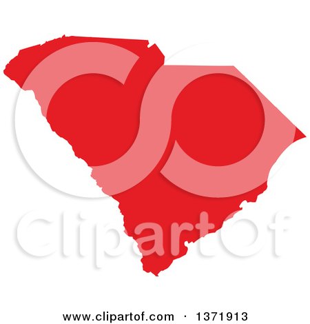 Clipart of a Republican Political Themed Red Silhouetted Shape of the State of South Carolina, USA - Royalty Free Vector Illustration by Jamers