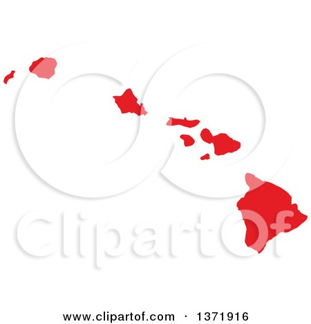 Clipart of a Republican Political Themed Red Silhouetted Shape of the State of Hawaii, USA - Royalty Free Vector Illustration by Jamers