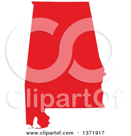 Clipart of a Republican Political Themed Red Silhouetted Shape of the State of Alabama, USA - Royalty Free Vector Illustration by Jamers