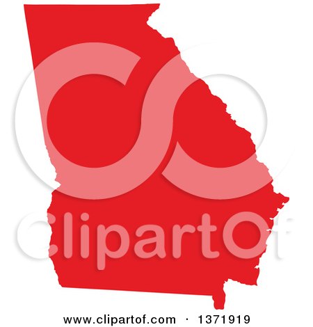 Clipart of a Republican Political Themed Red Silhouetted Shape of the State of Georgia, USA - Royalty Free Vector Illustration by Jamers