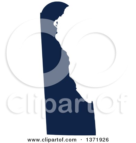 Clipart of a Democratic Political Themed Navy Blue Silhouetted Shape of the State of Delaware, USA - Royalty Free Vector Illustration by Jamers