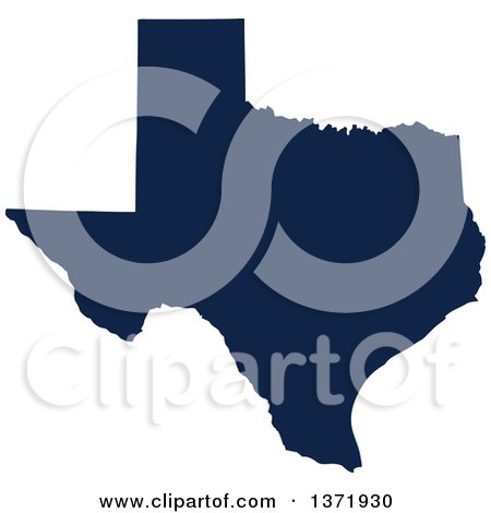 Clipart of a Democratic Political Themed Navy Blue Silhouetted Shape of the State of Texas, USA - Royalty Free Vector Illustration by Jamers