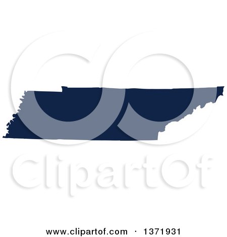 Clipart of a Democratic Political Themed Navy Blue Silhouetted Shape of the State of Tennessee, USA - Royalty Free Vector Illustration by Jamers