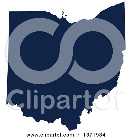 Clipart of a Democratic Political Themed Navy Blue Silhouetted Shape of the State of Ohio, USA - Royalty Free Vector Illustration by Jamers