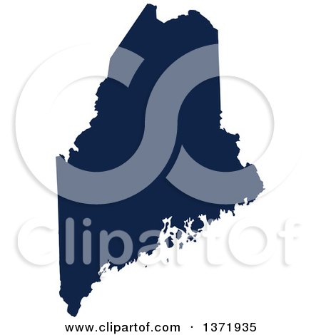 Clipart of a Democratic Political Themed Navy Blue Silhouetted Shape of the State of Maine, USA - Royalty Free Vector Illustration by Jamers