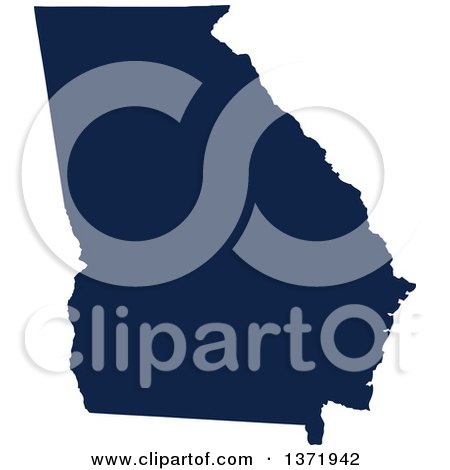 Clipart of a Democratic Political Themed Navy Blue Silhouetted Shape of the State of Georgia, USA - Royalty Free Vector Illustration by Jamers