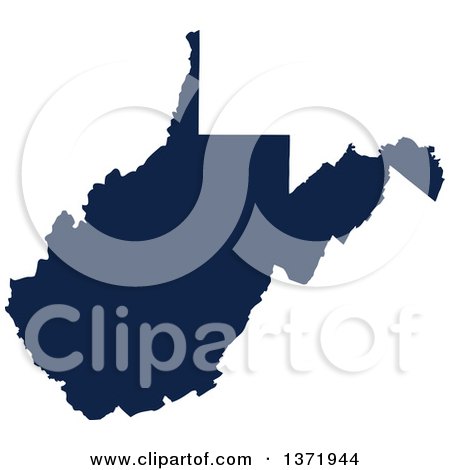 Clipart of a Democratic Political Themed Navy Blue Silhouetted Shape of the State of West Virginia, USA - Royalty Free Vector Illustration by Jamers