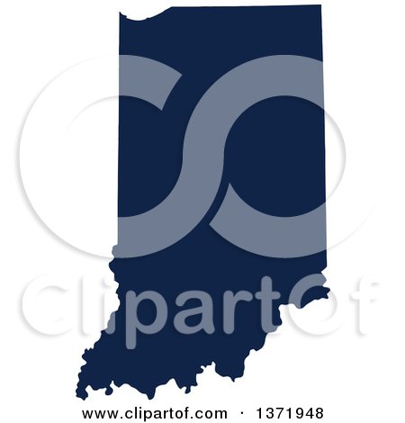 Clipart of a Democratic Political Themed Navy Blue Silhouetted Shape of the State of Indiana, USA - Royalty Free Vector Illustration by Jamers