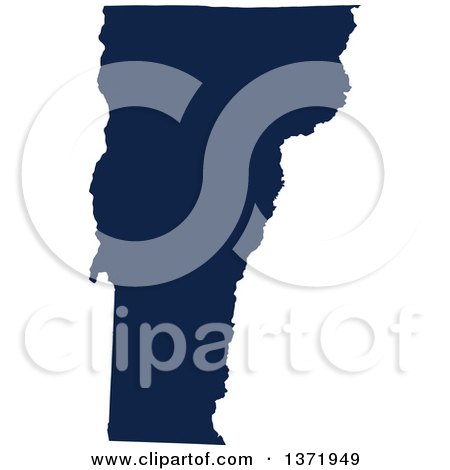 Clipart of a Democratic Political Themed Navy Blue Silhouetted Shape of the State of Vermont, USA - Royalty Free Vector Illustration by Jamers