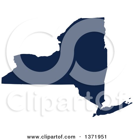 Clipart of a Democratic Political Themed Navy Blue Silhouetted Shape of the State of New York, USA - Royalty Free Vector Illustration by Jamers