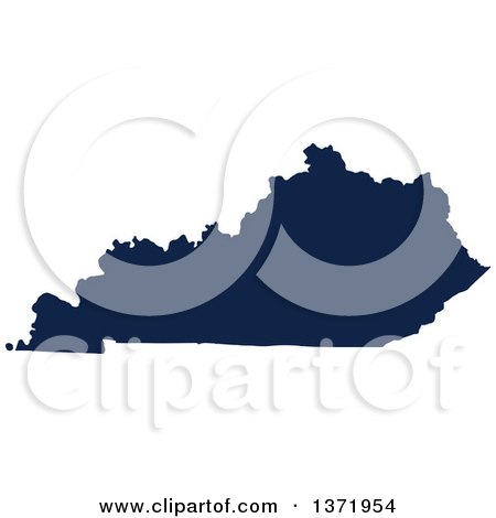 Clipart of a Democratic Political Themed Navy Blue Silhouetted Shape of the State of Kentucky, USA - Royalty Free Vector Illustration by Jamers