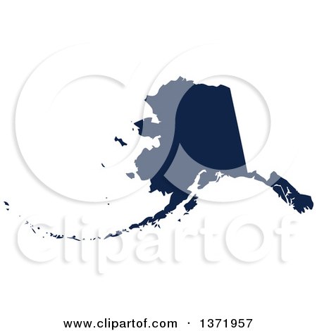 Clipart of a Democratic Political Themed Navy Blue Silhouetted Shape of the State of Alaska, USA - Royalty Free Vector Illustration by Jamers