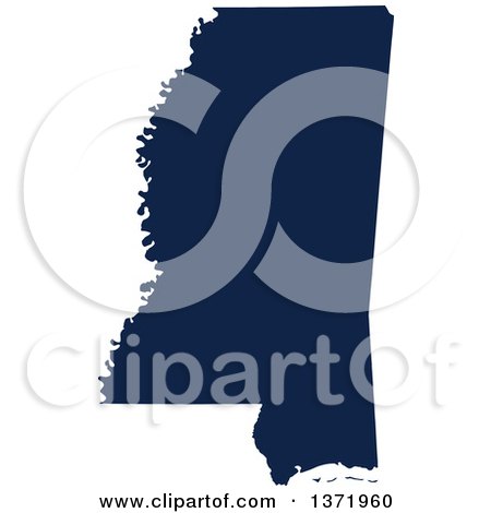 Clipart of a Democratic Political Themed Navy Blue Silhouetted Shape of the State of Mississippi, USA - Royalty Free Vector Illustration by Jamers
