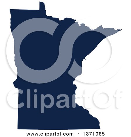 Clipart of a Democratic Political Themed Navy Blue Silhouetted Shape of the State of Minnesota, USA - Royalty Free Vector Illustration by Jamers