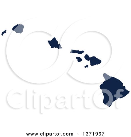 Clipart of a Democratic Political Themed Navy Blue Silhouetted Shape of the State of Hawaii, USA - Royalty Free Vector Illustration by Jamers