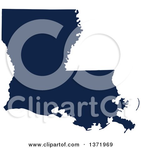 Clipart of a Democratic Political Themed Navy Blue Silhouetted Shape of the State of Louisiana, USA - Royalty Free Vector Illustration by Jamers