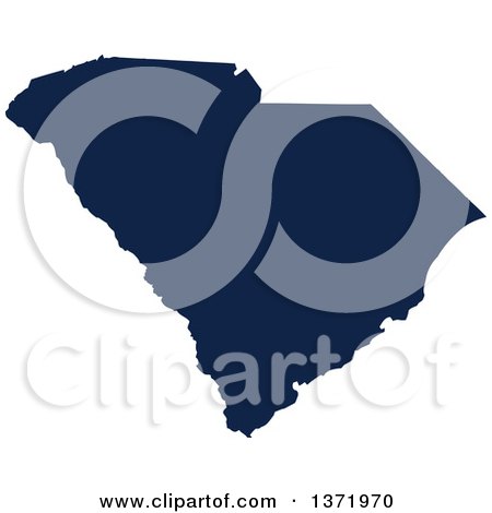 Clipart of a Democratic Political Themed Navy Blue Silhouetted Shape of the State of South Carolina, USA - Royalty Free Vector Illustration by Jamers