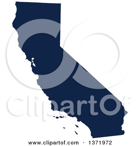Clipart of a Democratic Political Themed Navy Blue Silhouetted Shape of the State of California, USA - Royalty Free Vector Illustration by Jamers