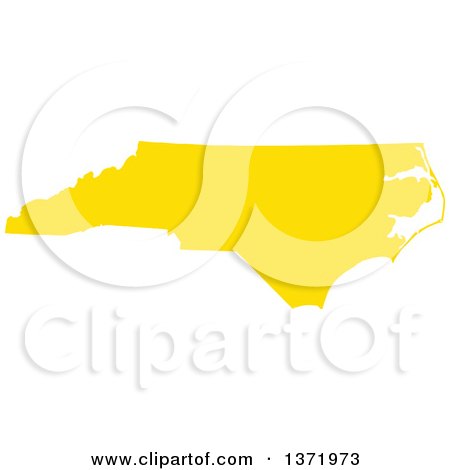 Clipart of a Yellow Silhouetted Map Shape of the State of North Carolina, United States - Royalty Free Vector Illustration by Jamers