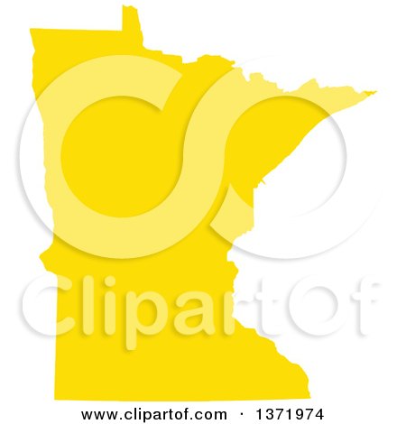 Clipart of a Yellow Silhouetted Map Shape of the State of Minnesota, United States - Royalty Free Vector Illustration by Jamers