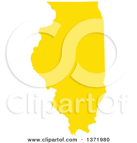 Clipart of a Yellow Silhouetted Map Shape of the State of Illinois, United States - Royalty Free Vector Illustration by Jamers
