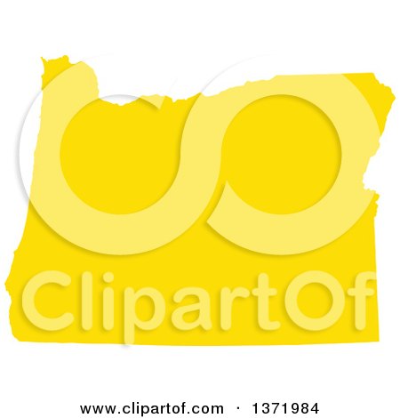 Clipart of a Yellow Silhouetted Map Shape of the State of Oregon, United States - Royalty Free Vector Illustration by Jamers