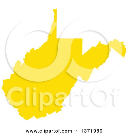 Clipart of a Yellow Silhouetted Map Shape of the State of West Virginia, United States - Royalty Free Vector Illustration by Jamers