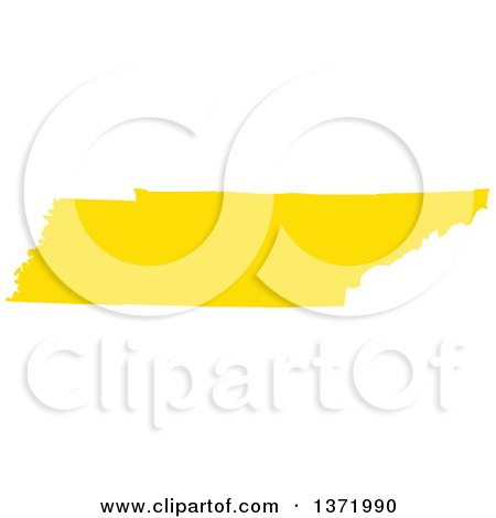 Clipart of a Yellow Silhouetted Map Shape of the State of Tennessee, United States - Royalty Free Vector Illustration by Jamers