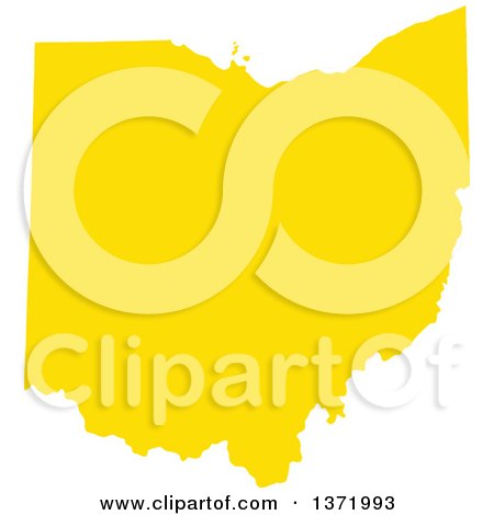 Clipart of a Yellow Silhouetted Map Shape of the State of Ohio, United States - Royalty Free Vector Illustration by Jamers