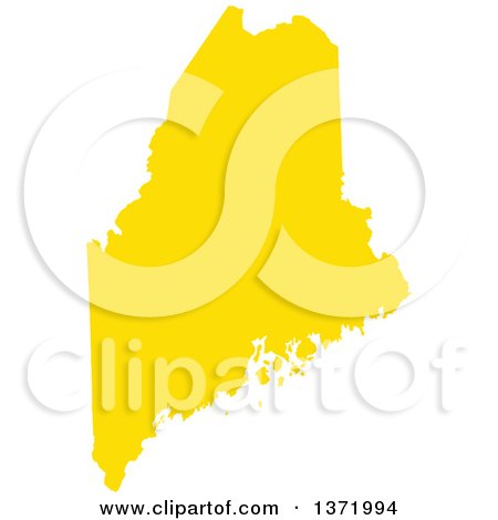 Clipart of a Yellow Silhouetted Map Shape of the State of Maine, United States - Royalty Free Vector Illustration by Jamers