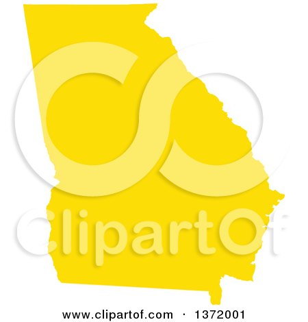 Clipart of a Yellow Silhouetted Map Shape of the State of Georgia, United States - Royalty Free Vector Illustration by Jamers
