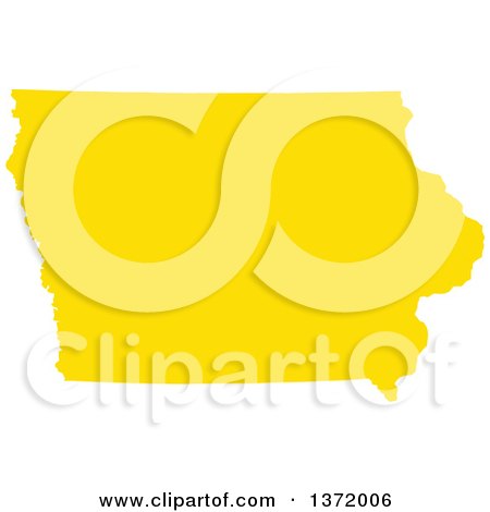 Clipart of a Yellow Silhouetted Map Shape of the State of Iowa, United States - Royalty Free Vector Illustration by Jamers