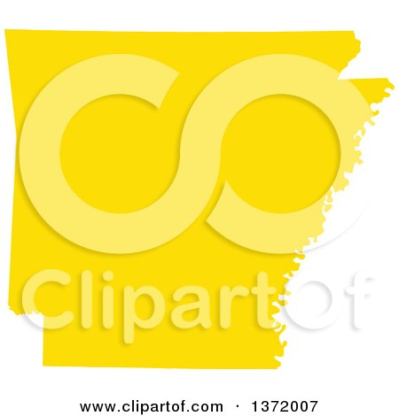 Clipart of a Yellow Silhouetted Map Shape of the State of Arkansas, United States - Royalty Free Vector Illustration by Jamers