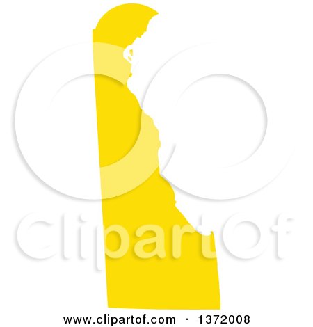 Clipart of a Yellow Silhouetted Map Shape of the State of Delaware, United States - Royalty Free Vector Illustration by Jamers
