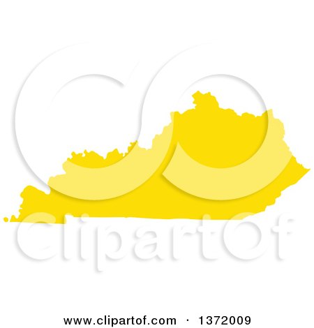 Clipart of a Yellow Silhouetted Map Shape of the State of Kentucky, United States - Royalty Free Vector Illustration by Jamers