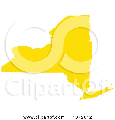 Clipart of a Yellow Silhouetted Map Shape of the State of New York, United States - Royalty Free Vector Illustration by Jamers