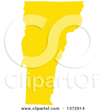 Clipart of a Yellow Silhouetted Map Shape of the State of Vermont, United States - Royalty Free Vector Illustration by Jamers