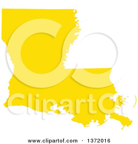 Clipart of a Yellow Silhouetted Map Shape of the State of Louisiana, United States - Royalty Free Vector Illustration by Jamers